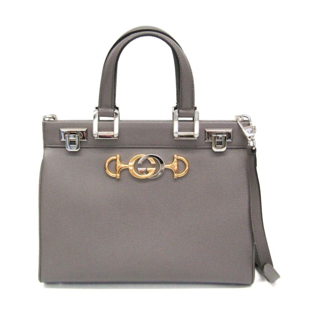 Gucci Zumi Top Handle Leather Gray Leather Handbag